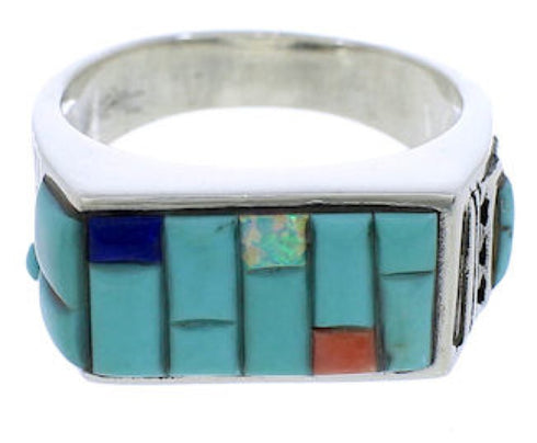 Multicolor Silver Southwestern Ring Size 9-1/2 EX41548